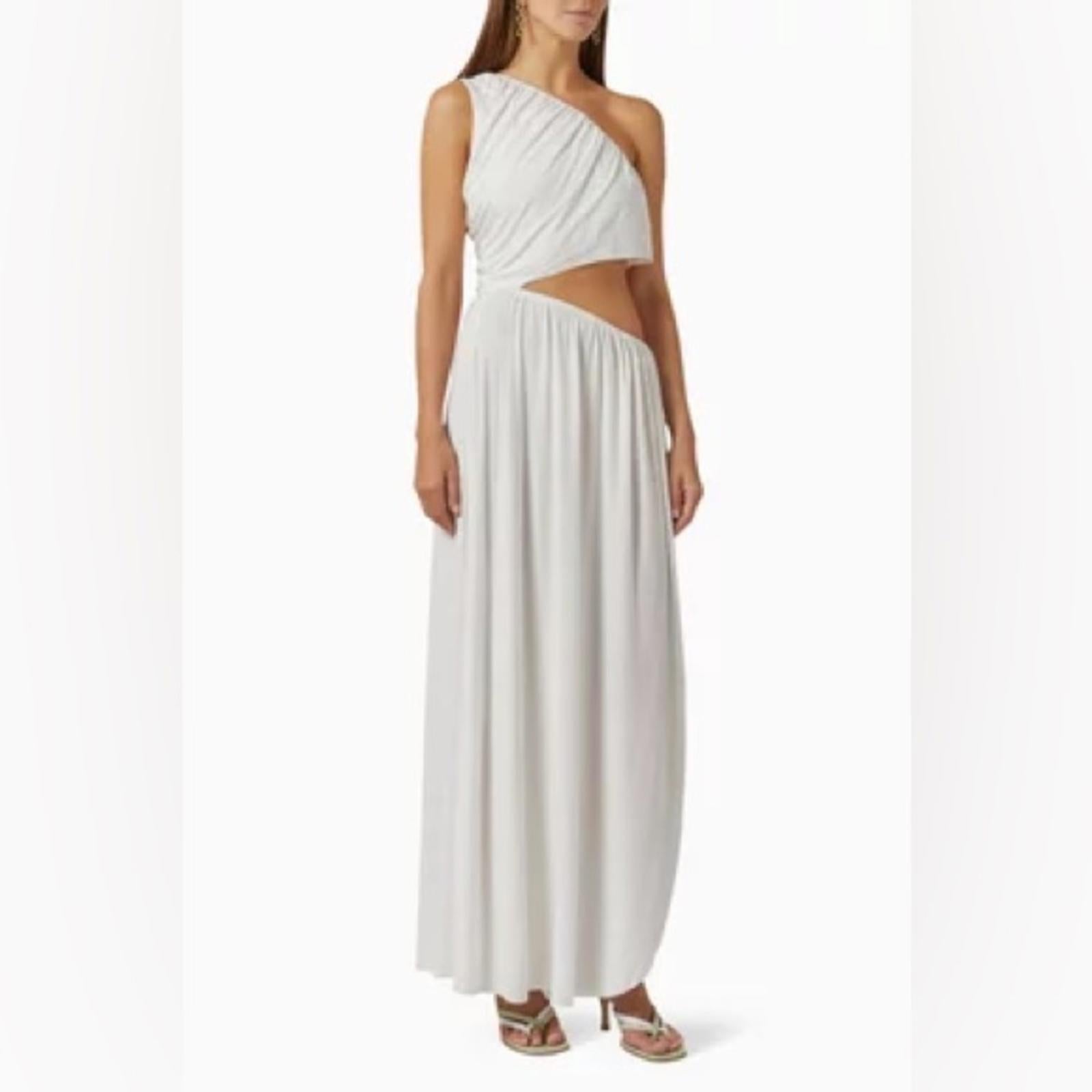 MISA Neutral Calliope One-Shoulder Maxi Dress in White, NWT, Size XS