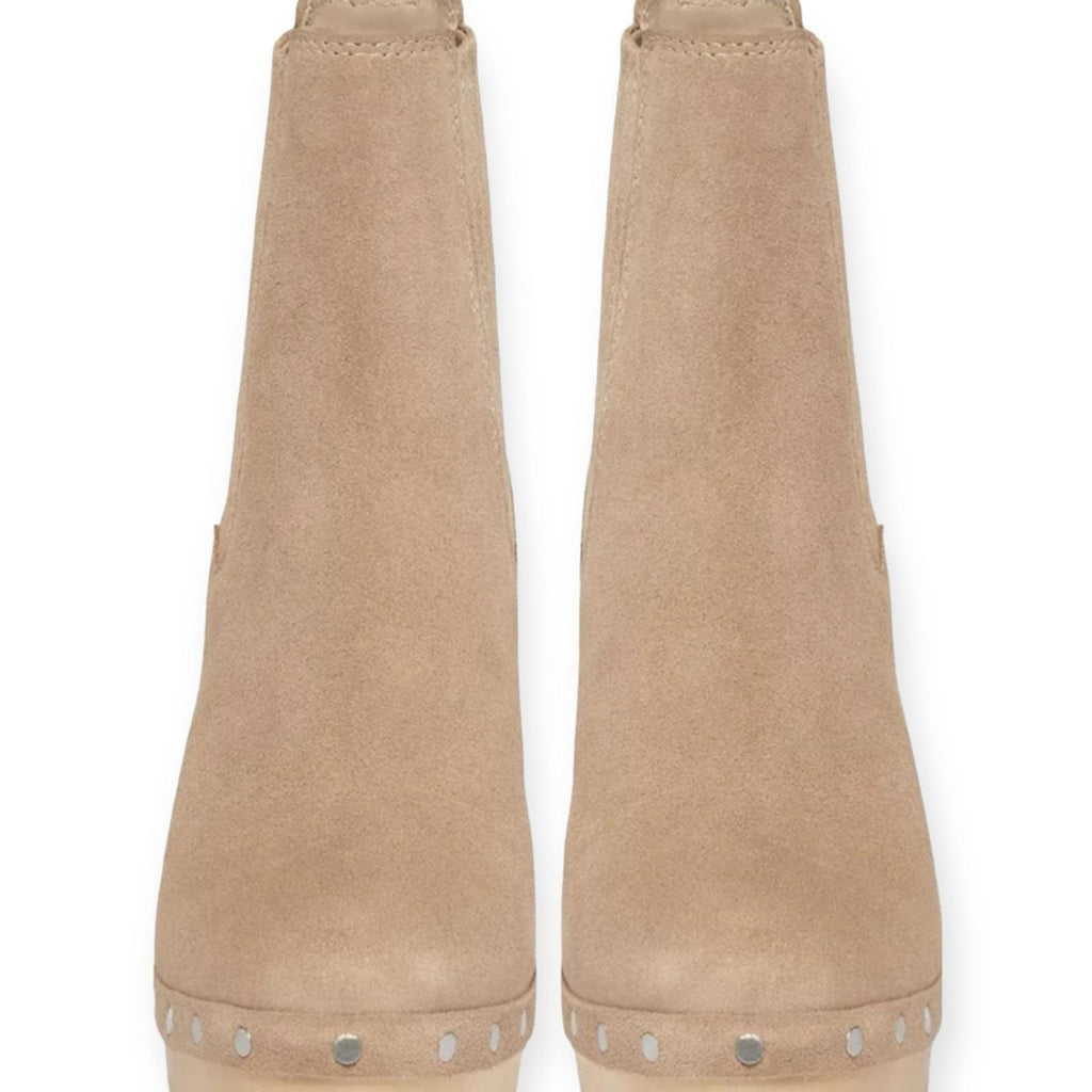 PAIGE Adina Platform Chelsea Boots in Tan Suede, Size 6 NEW in Box