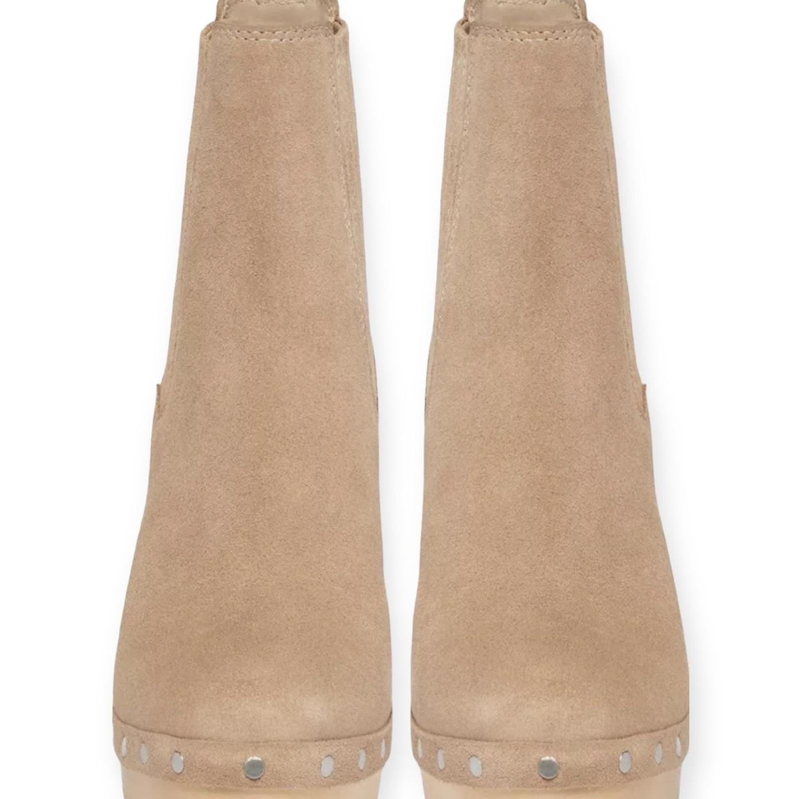 PAIGE Adina Platform Chelsea Boots in Tan Suede, Size 6 NEW in Box