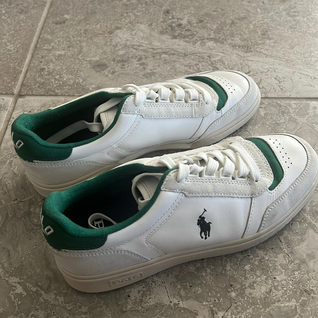 Polo Ralph Lauren Court Sport Lace-Up Sneakers in Deckwash White, Size 8 $185