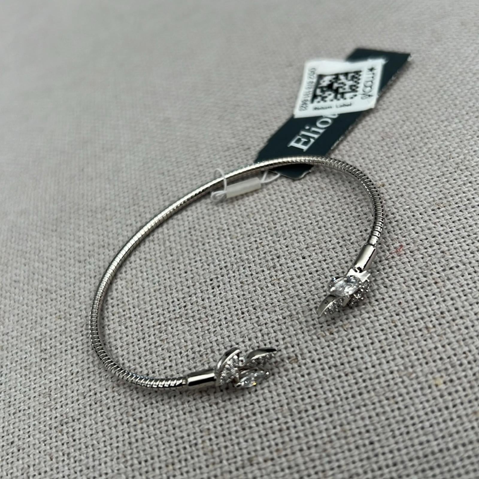 Eliot Danori Leaf Flexi Cuff Bracelet, Rhodium Plated New w/Tag $65