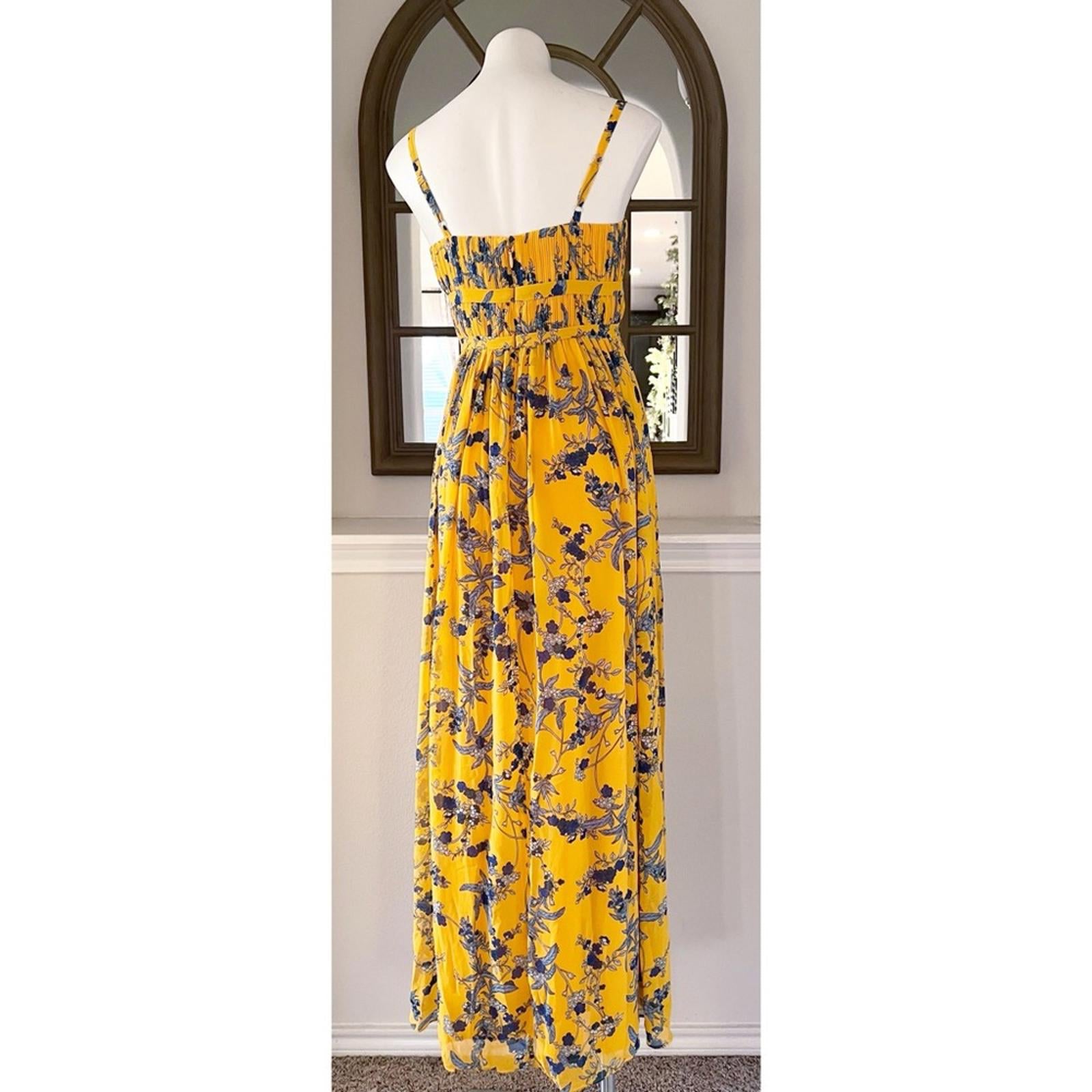 Aqua Bloomingdale’s Square Neck Evening Dress in Apricot, Size S New w/Tag $298
