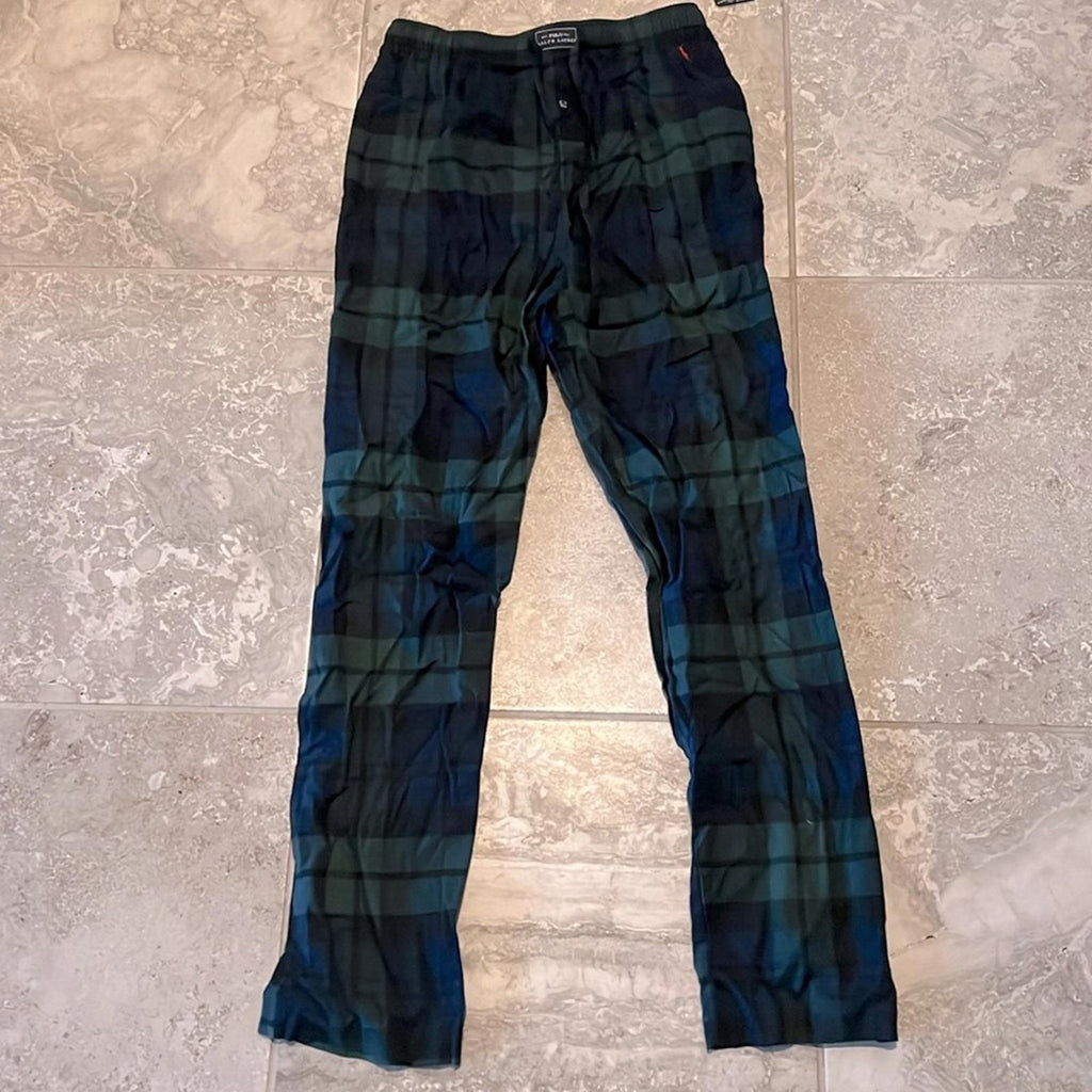 Polo Ralph Lauren Lounge Pants Flannel Sleepwear in Blue Green, Size S New w/Tag