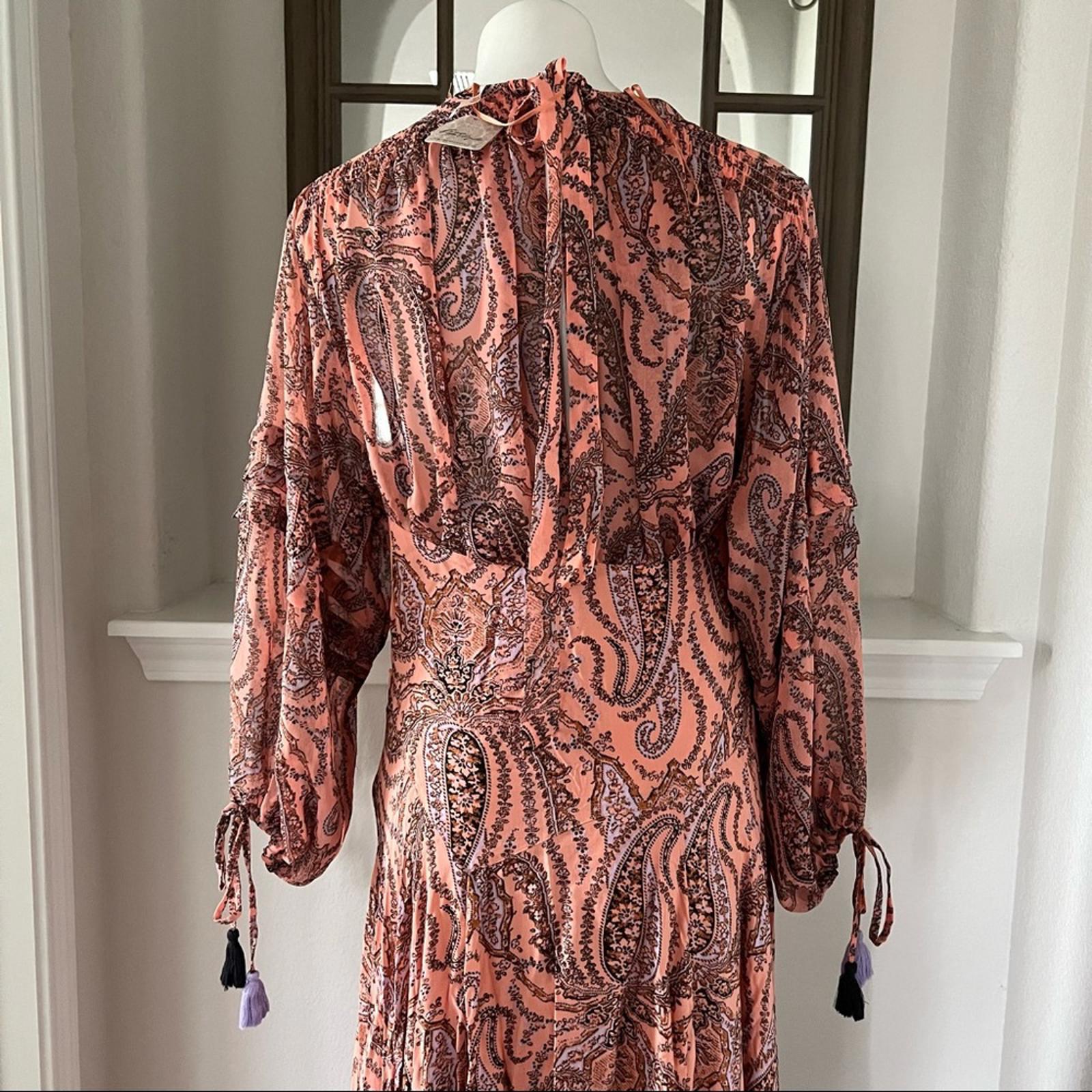 Free People Mirage Boho Printed Maxi Dress in Orange Maxikjole Size 4 NEW $198
