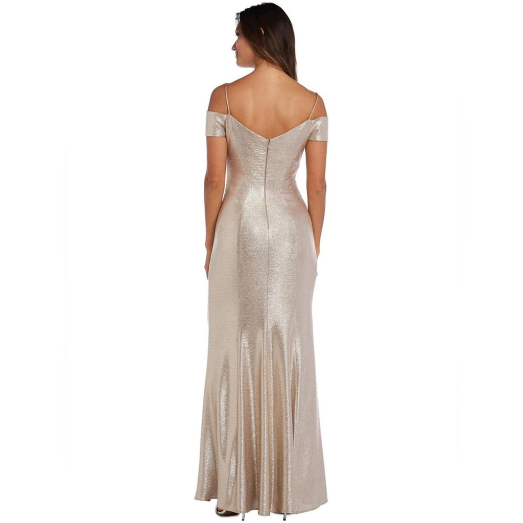 NEW Nightway Gunmetal Off-the-Shoulder Metallic Gown, Size 12 New w/Tag $129