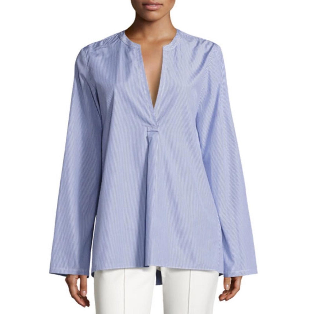 Theory Ofeliah Taff Striped Top, Blue/White Size L Retail