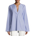 Theory Ofeliah Taff Striped Top, Blue/White Size L Retail