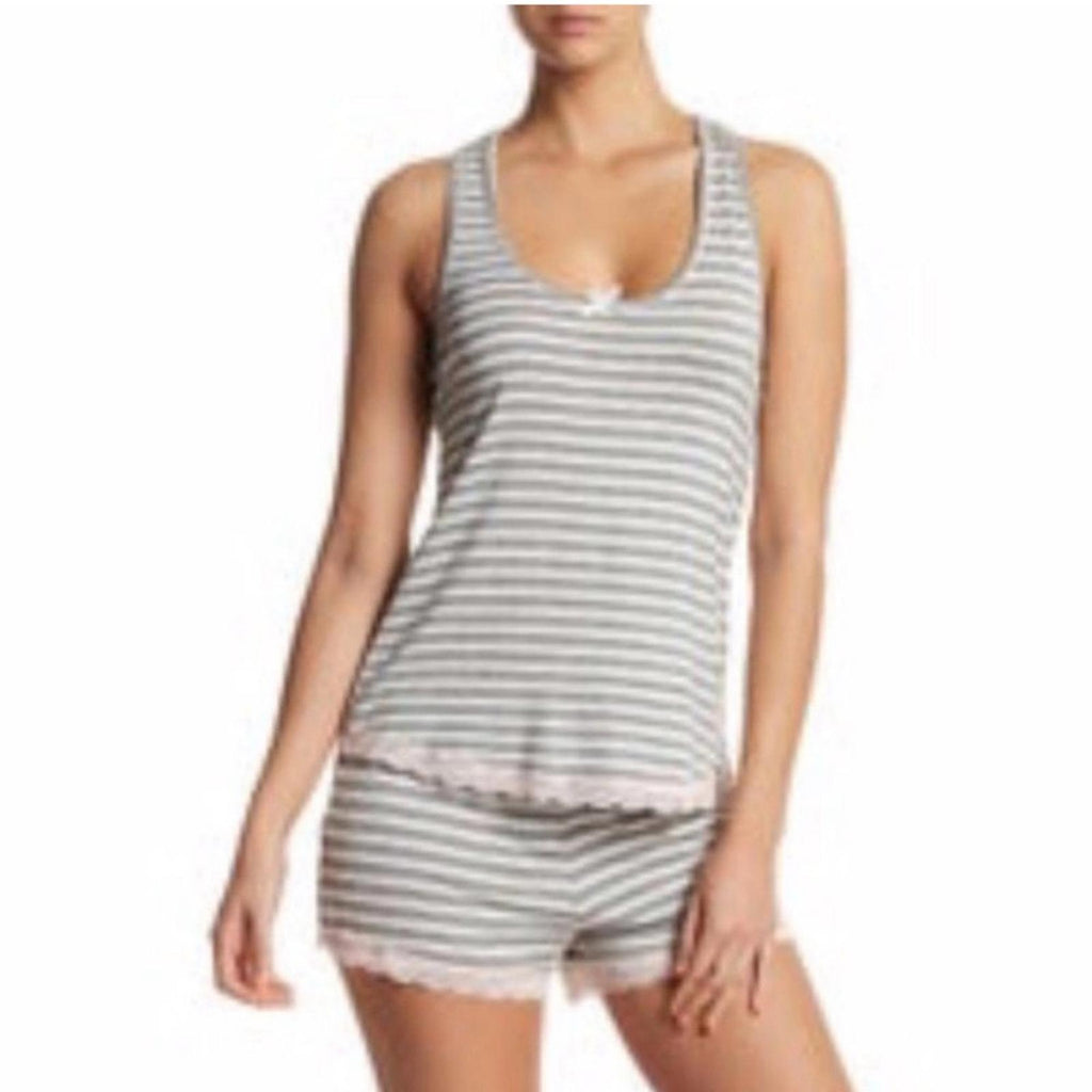 Honeydew Heather Grey Stripe Racerback Top, Size S New w/Tag Retail $48
