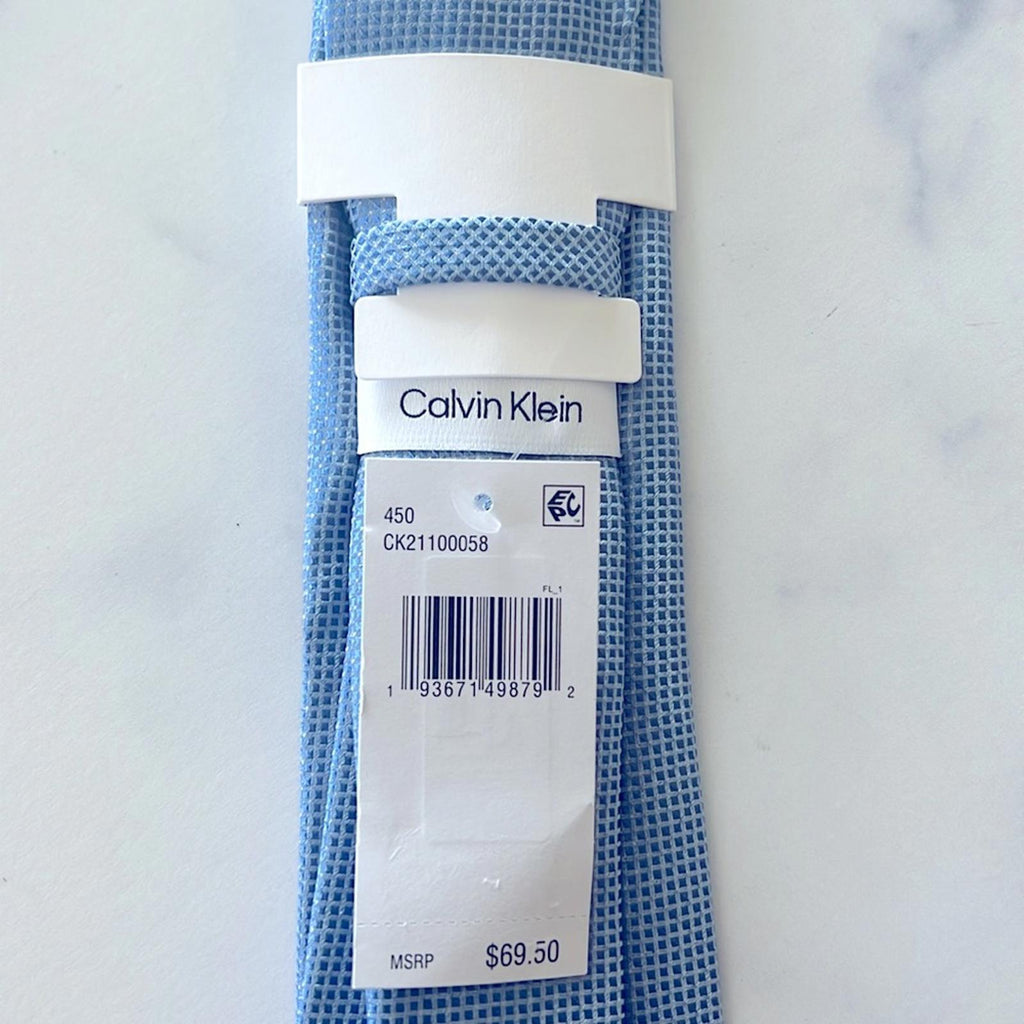 Calvin Klein Micro-Grid Textured Tie in Light Blue, One Size, NWT