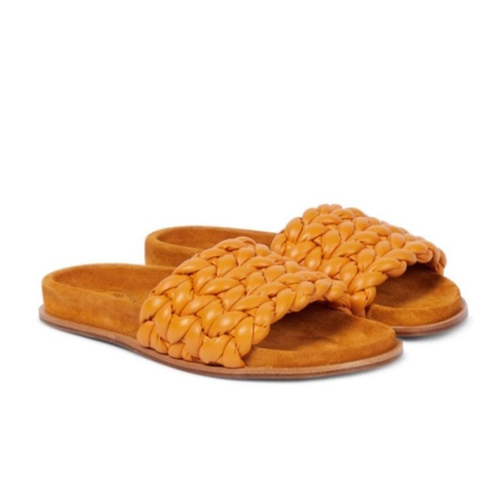 Chloé Kacey Flat Footbed Braided Leather Slides, NWT, Size 41 W Comes w/Dust Bag
