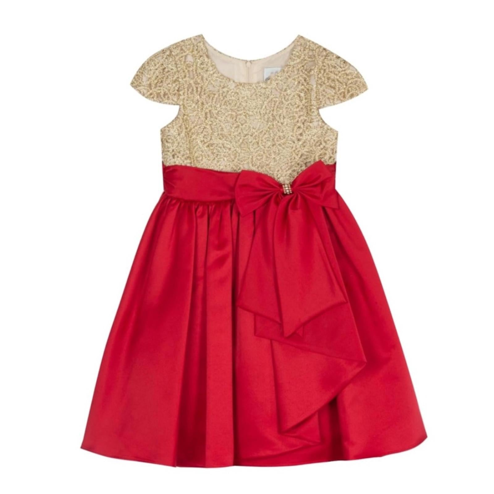 Rare Editions High Low Skirt Dress with Cascade Bow in Red, Size 2T/2 New w/Tag