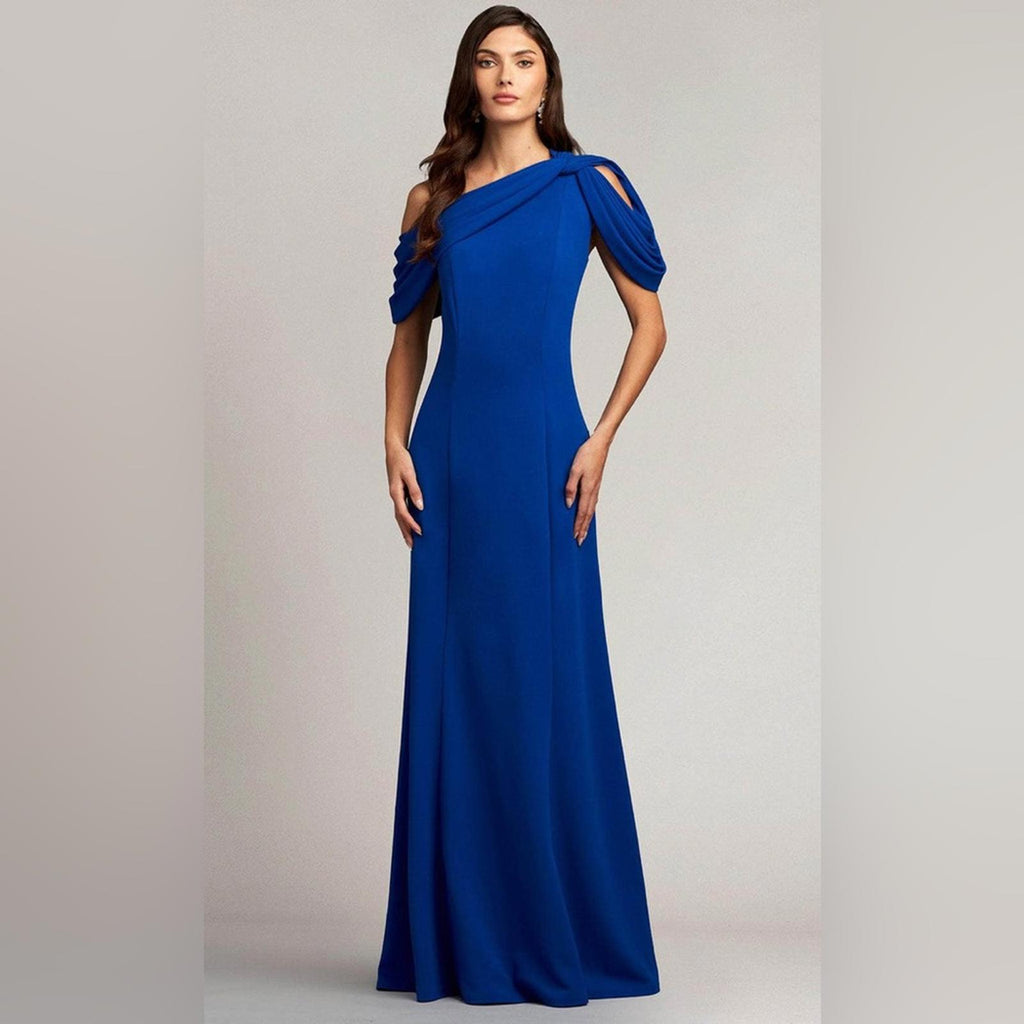 Tadashi Shoji Asymmetrically Pleated Formal Gown, Mystic Blue, Size XL EXCELLENT