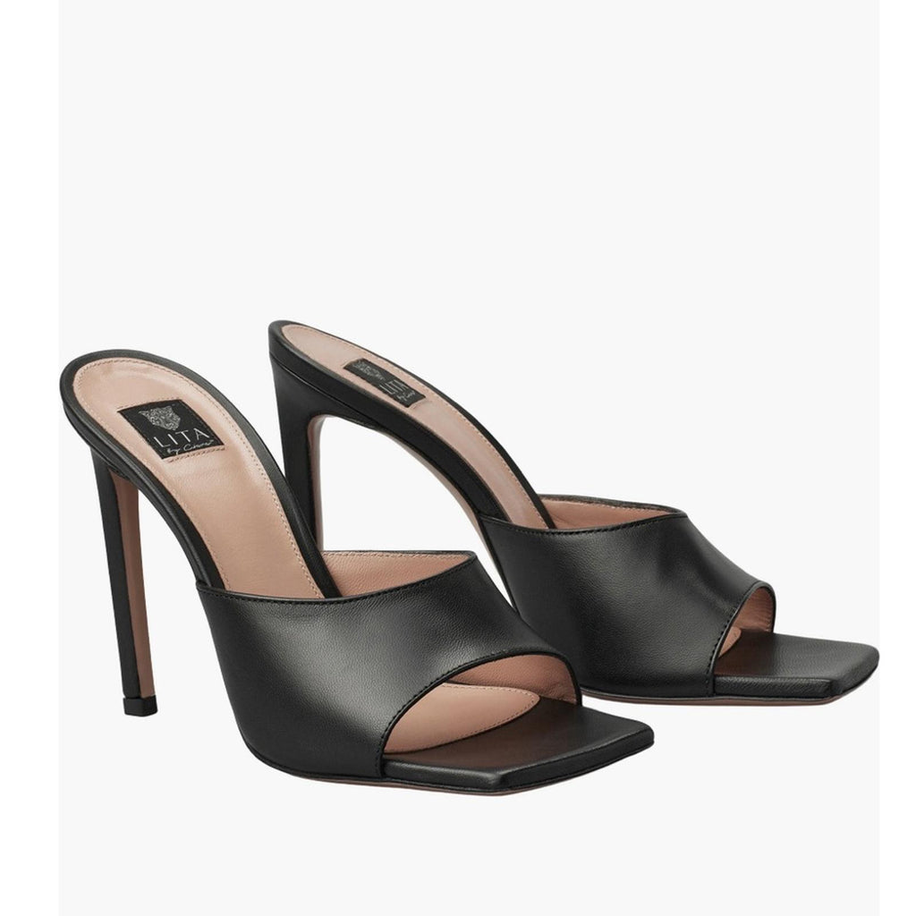 LITA by Ciara Black Solid Square Toe Slide Sandals, L1028-11 Size 42 New in Box