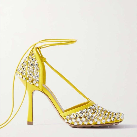 Bottega Veneta Stretch Swarovski Crystals Embellished Pumps, Size 36.5 NEW