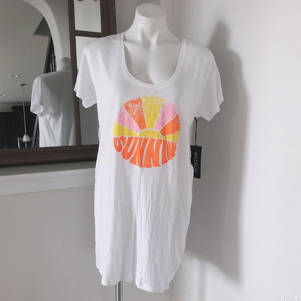 Wildfox Sun Scoop Neck Swim Coverup in White, Dress Beach Size M New w/Tag