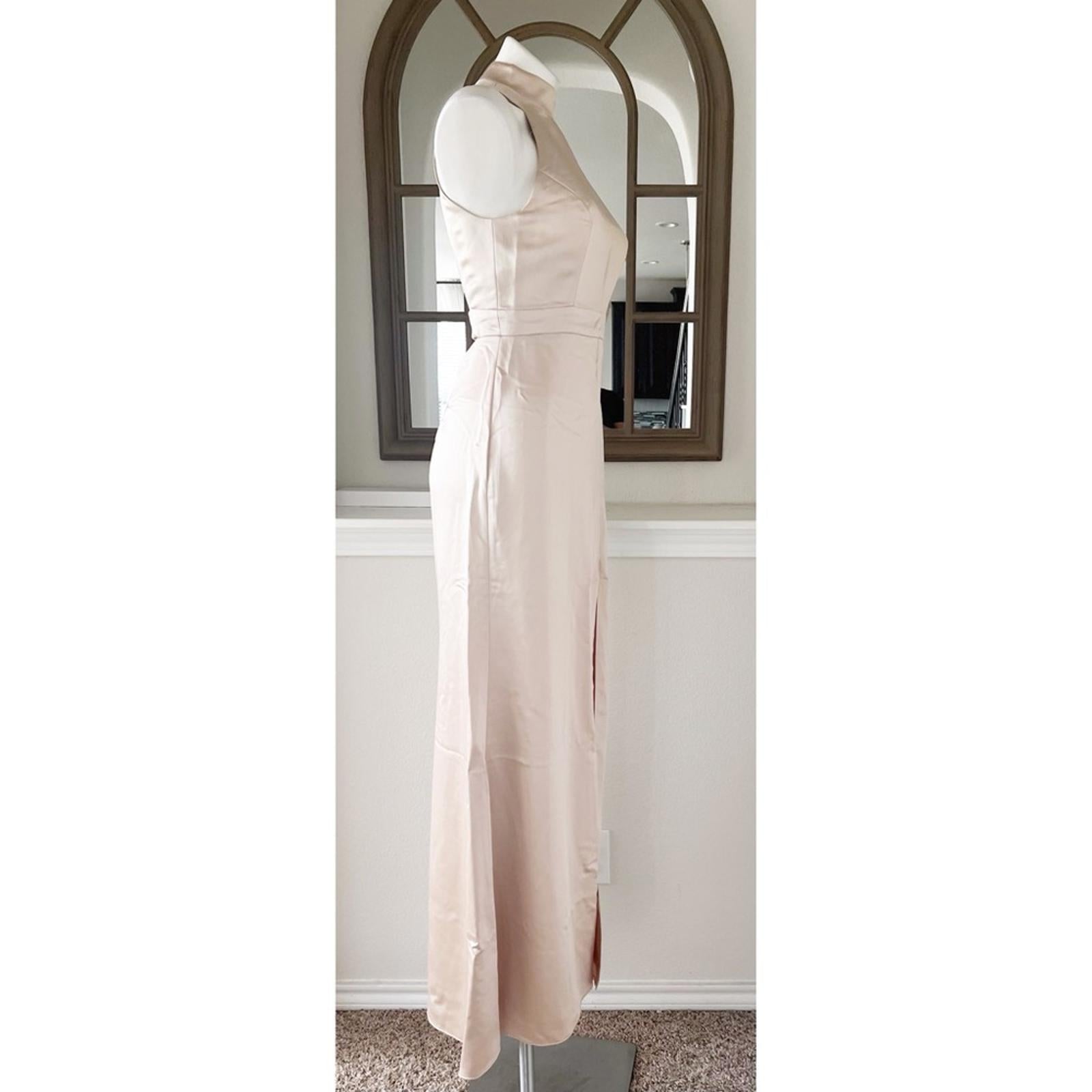NEW Lovely High Neck Backless Maxi Dress With Slim Belt, Champagne Size 2, $242