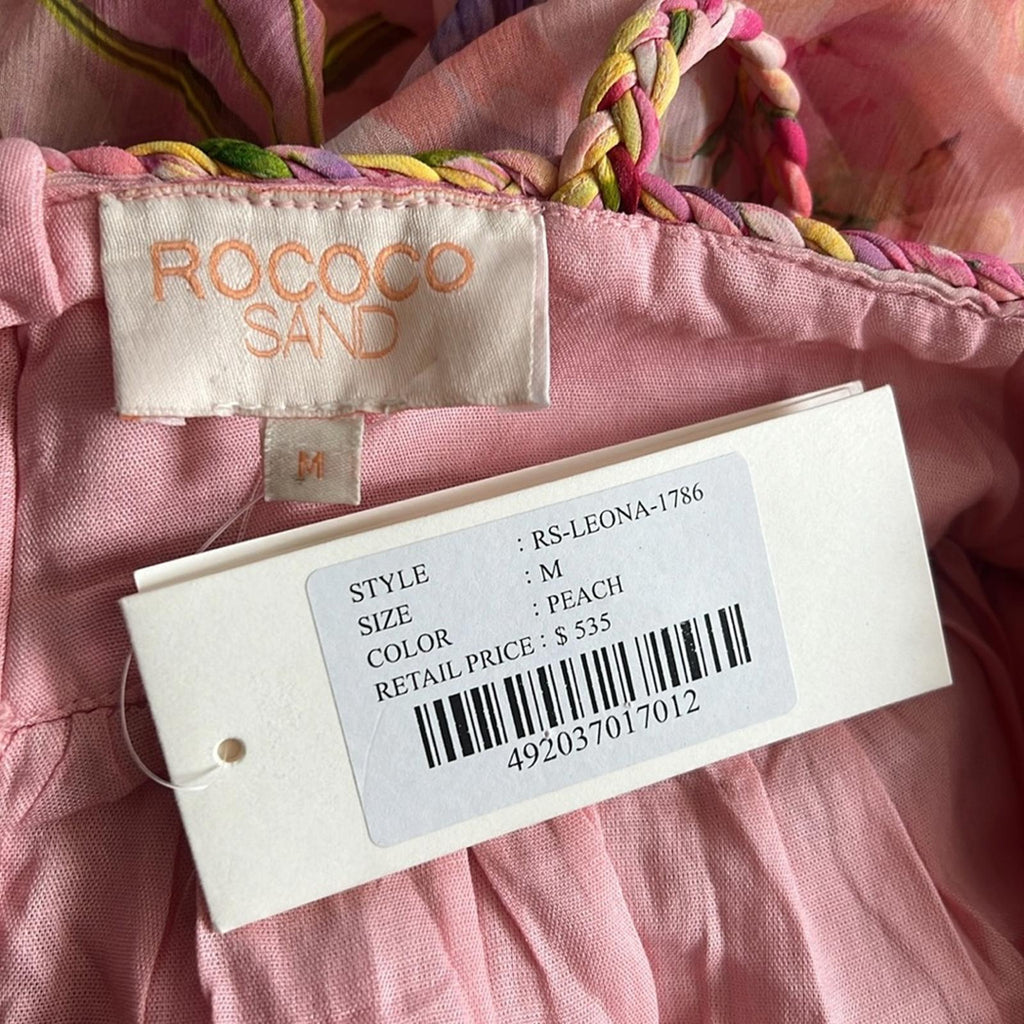Rococo Sand x Revolve Leona Floral Low Back Maxi Dress in Peach/Pink Size M NWT