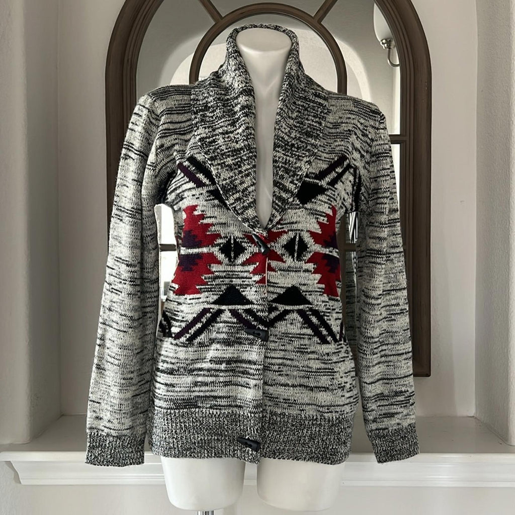 Lucca Couture Aztec Cardigan Front Button Size L EXCELLENT!