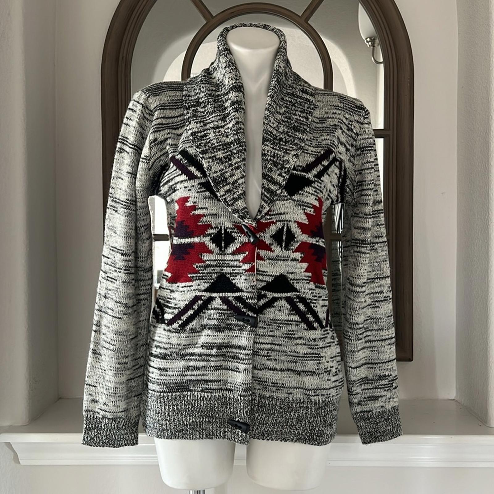 Lucca Couture Aztec Cardigan Front Button Size L EXCELLENT!