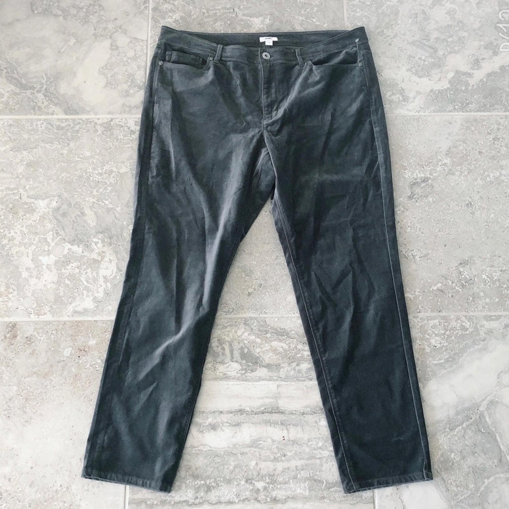 J. Jill Luxe Skinny Pants Cotton Faux-Suede High-Waist Flagstone, Size 16 NEW