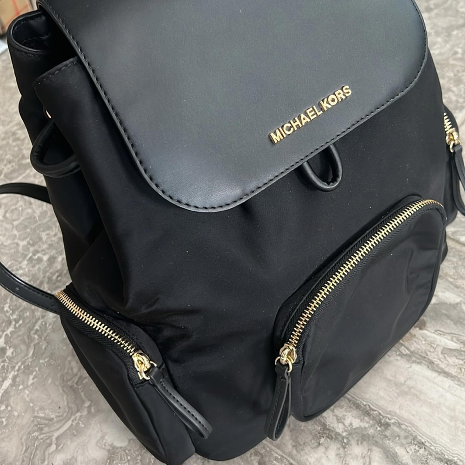 Michael Kors Abbey Large Nylon Backpack, Black New w/Tag Retail $398