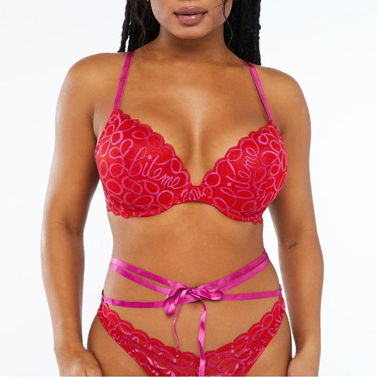 Rihanna’s Savage X Fenty Ribbon Writing Push-Up Bra, Size 40DDD New w/Tag
