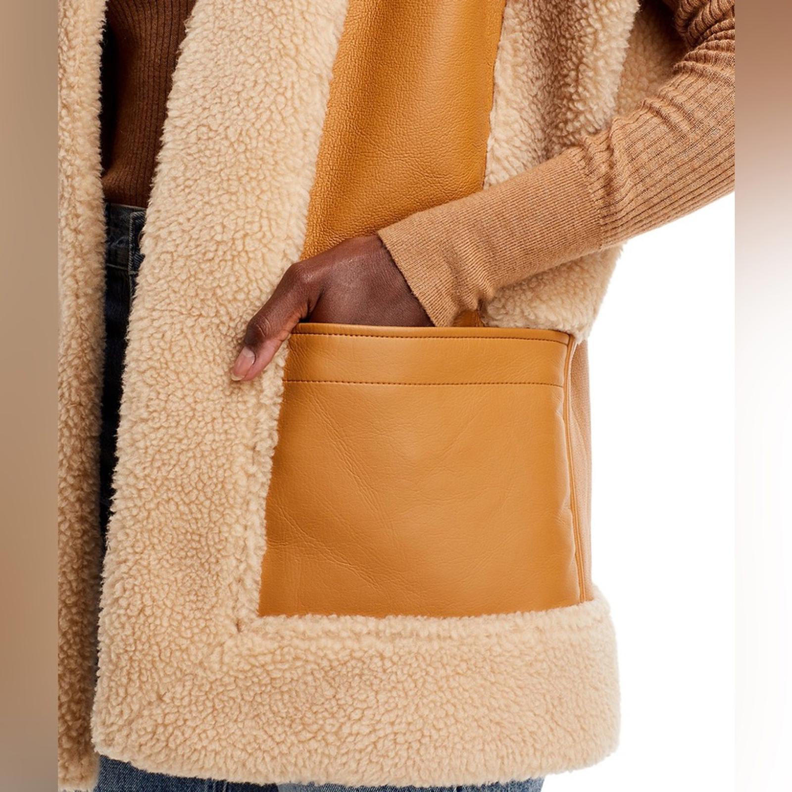 A.L.C. Sutton Faux Shearling Vest in Tan/Cream, Size XL NEW w/Tag