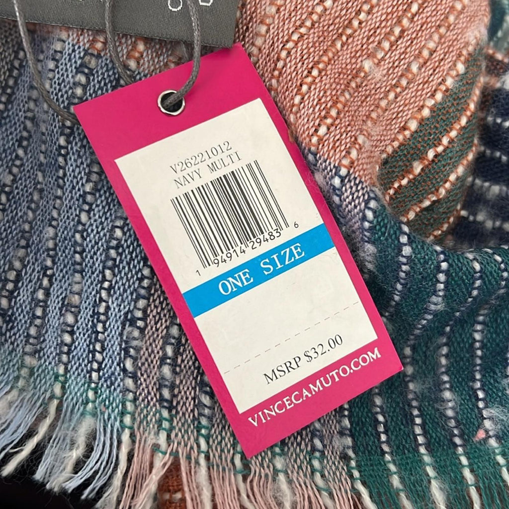 NWT Vince Camuto Plaid Woven Scarf in Orange and Blue New w/Tag