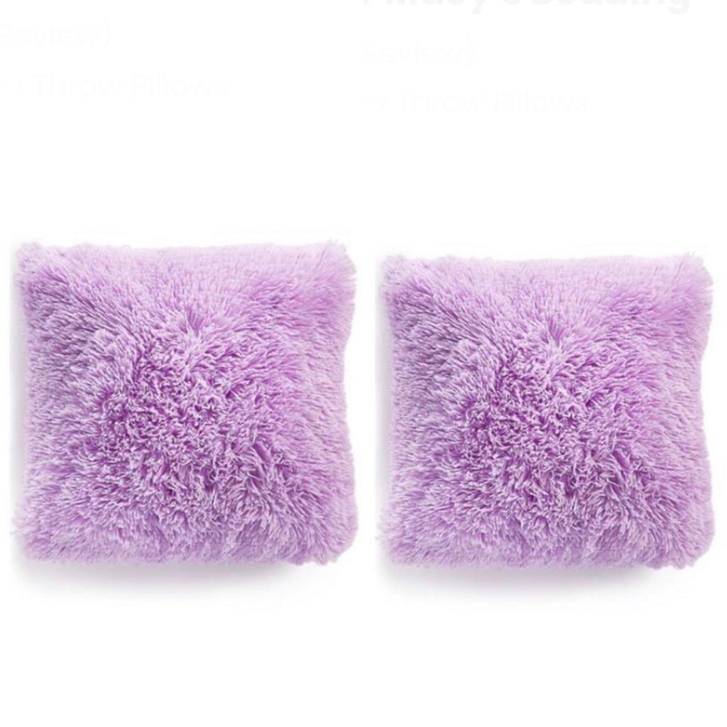 Whim by Martha Stewart TWO Faux-Fur 18' Square Decorative Pillow Purple NWT $100