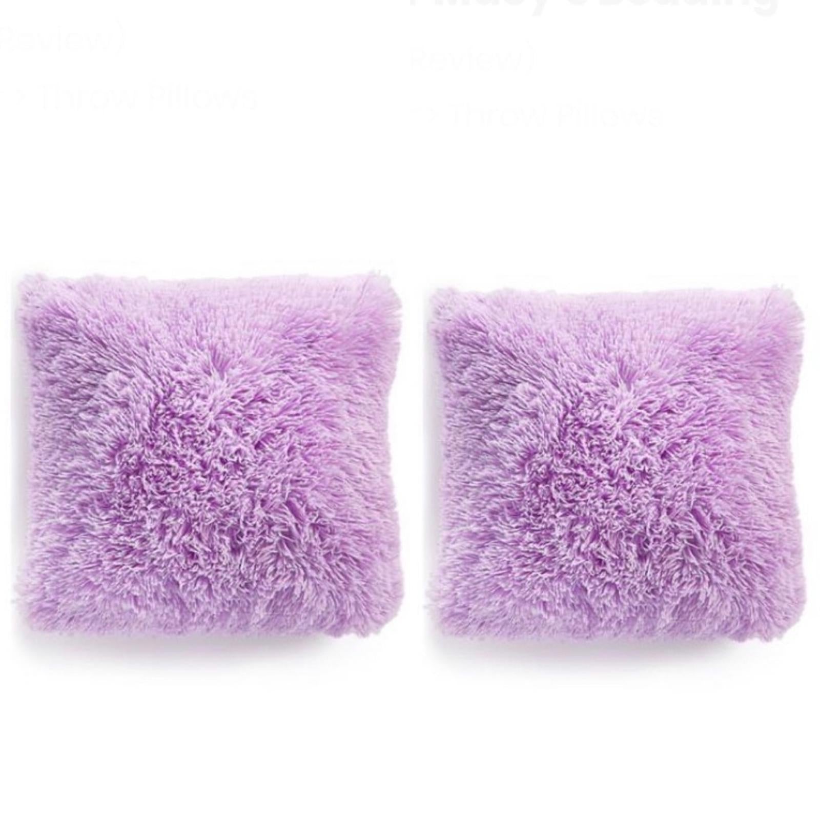 Whim by Martha Stewart TWO Faux-Fur 18' Square Decorative Pillow Purple NWT $100
