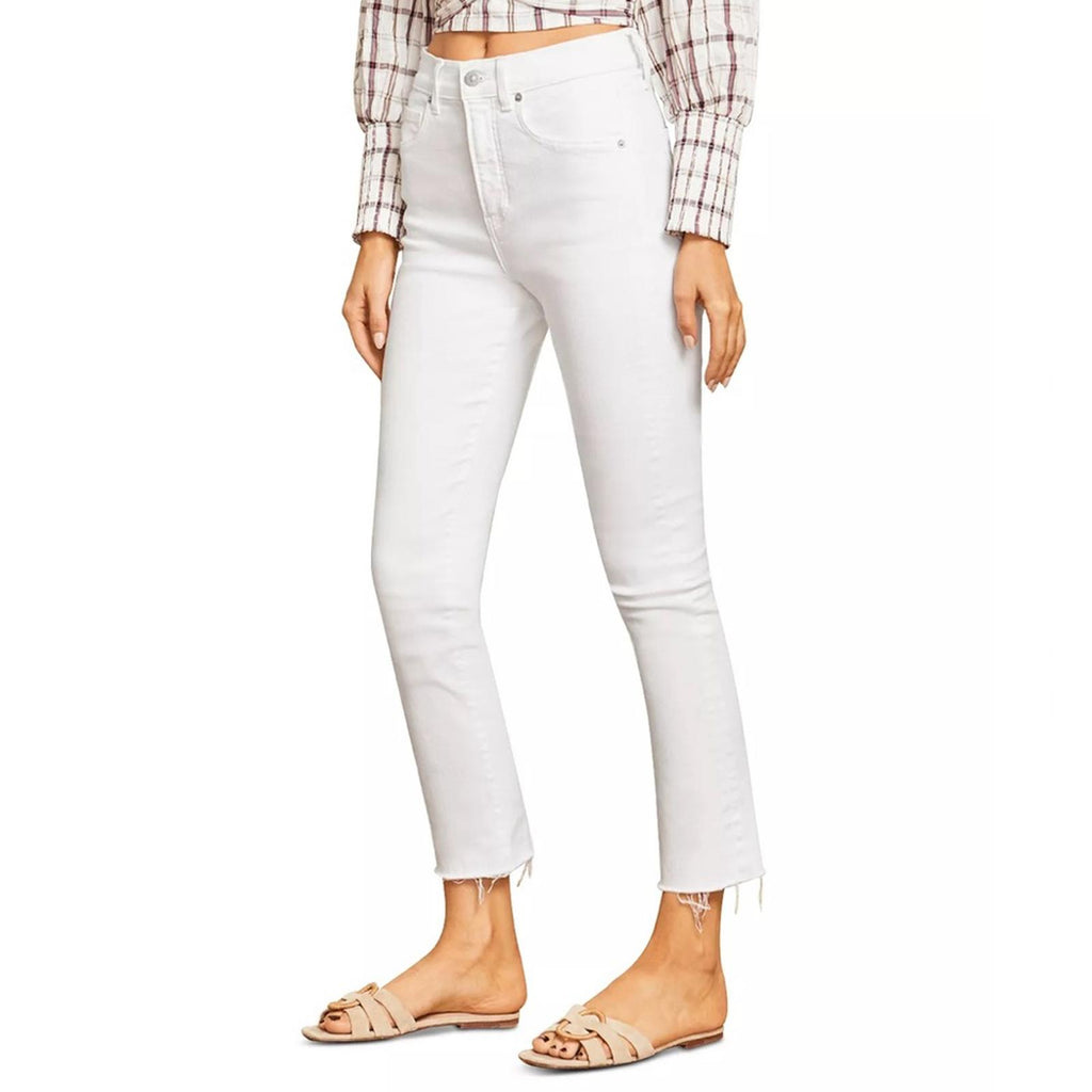 Veronica Beard Jean Carly Raw Hem Kick Flare Jeans White Size 24 New w/Tag $218