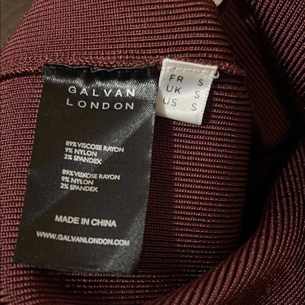 Galvan London BURGUNDY Atalanta Midi Dress, Size S New w/Tag Retail $950