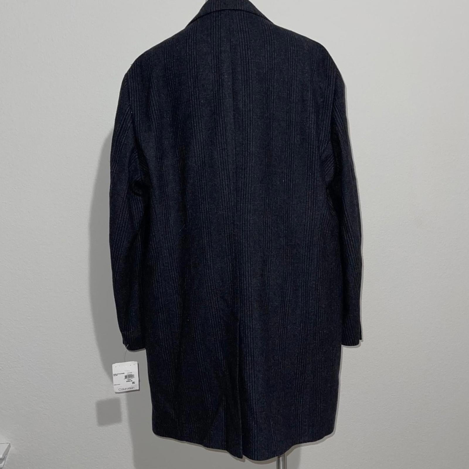 Calvin Klein Men’s Malibu Slim-Fit Charcoal Plaid Overcoat, Size 48 R NWT $495