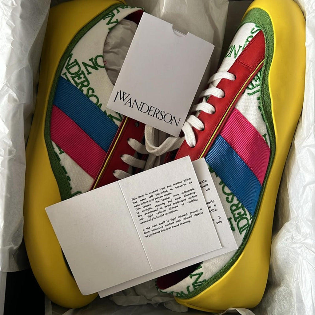 JW Anderson LaceUp Bubble Sneaker, Suede Yellow-Canvas Size 42 New in Box