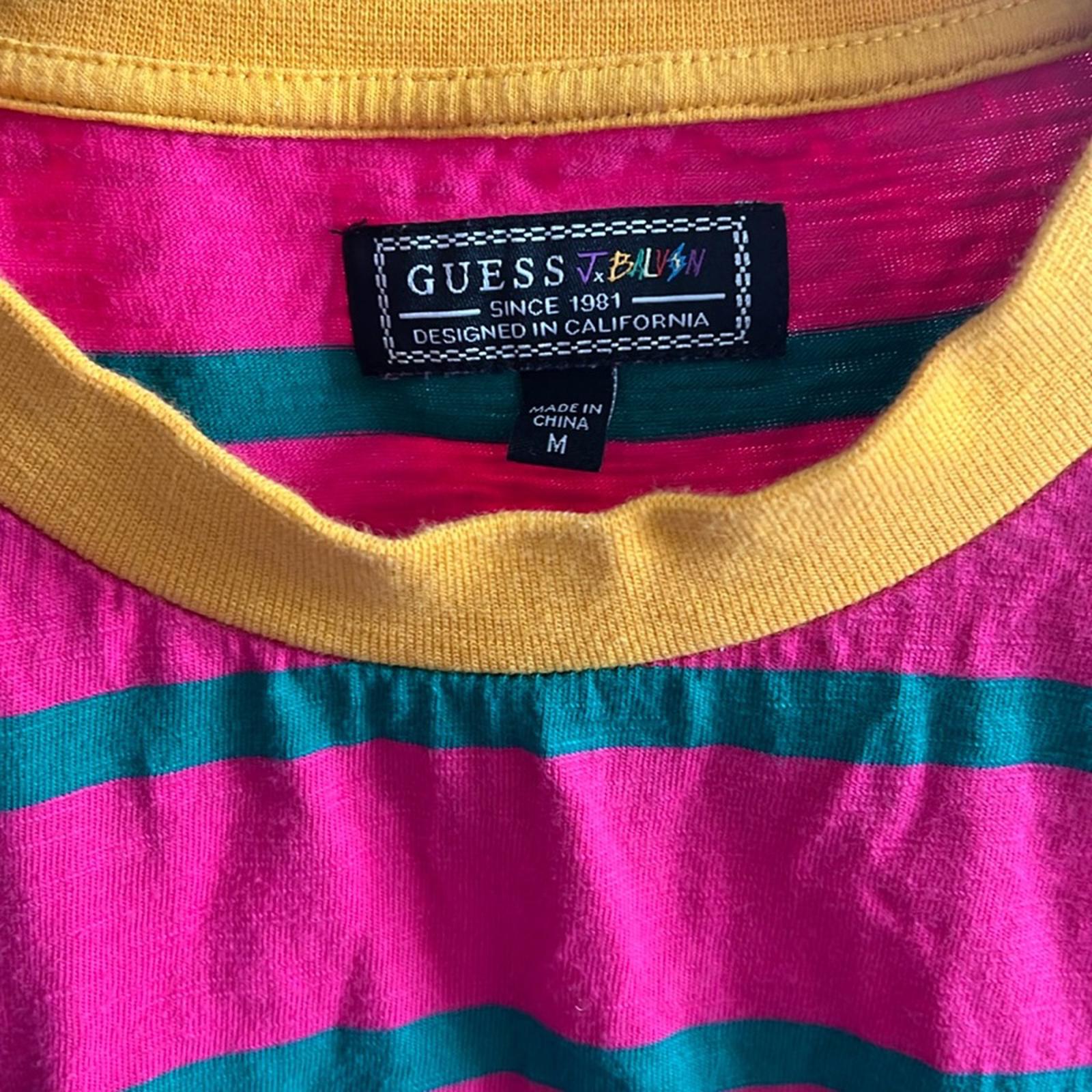 RARE Guess × J Balvin Vibras Stripe Accent Ringer T-Shirt, Size M EXCELLENT!