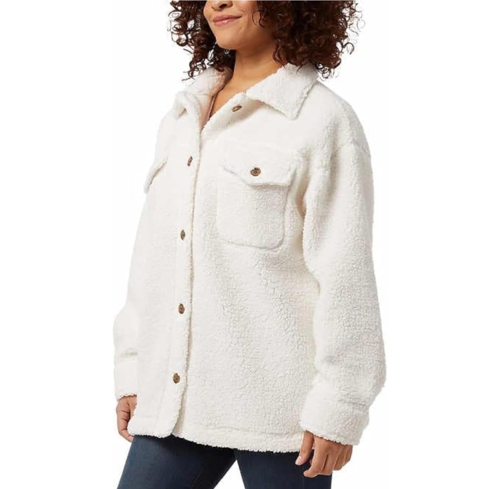 32 Degrees Cozy Fleece Shirt Jacket Oversized, Cream Size XL/XXL NWT