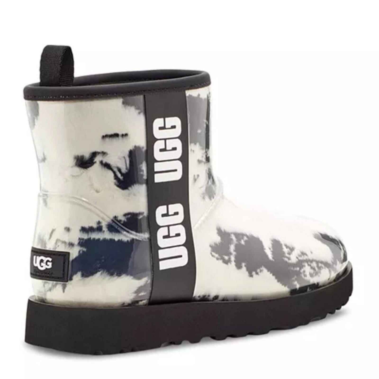 UGG Women's Classic Clear Marble Booties in White/Black, NWT, Size 7