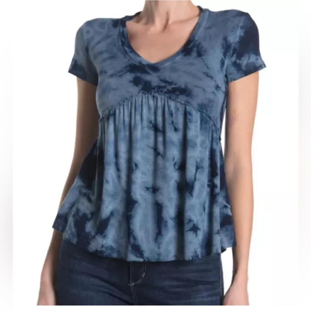 Baea Babydoll Tie-Dye Peplum V-Neck Top, Size XS New w/Tag $88