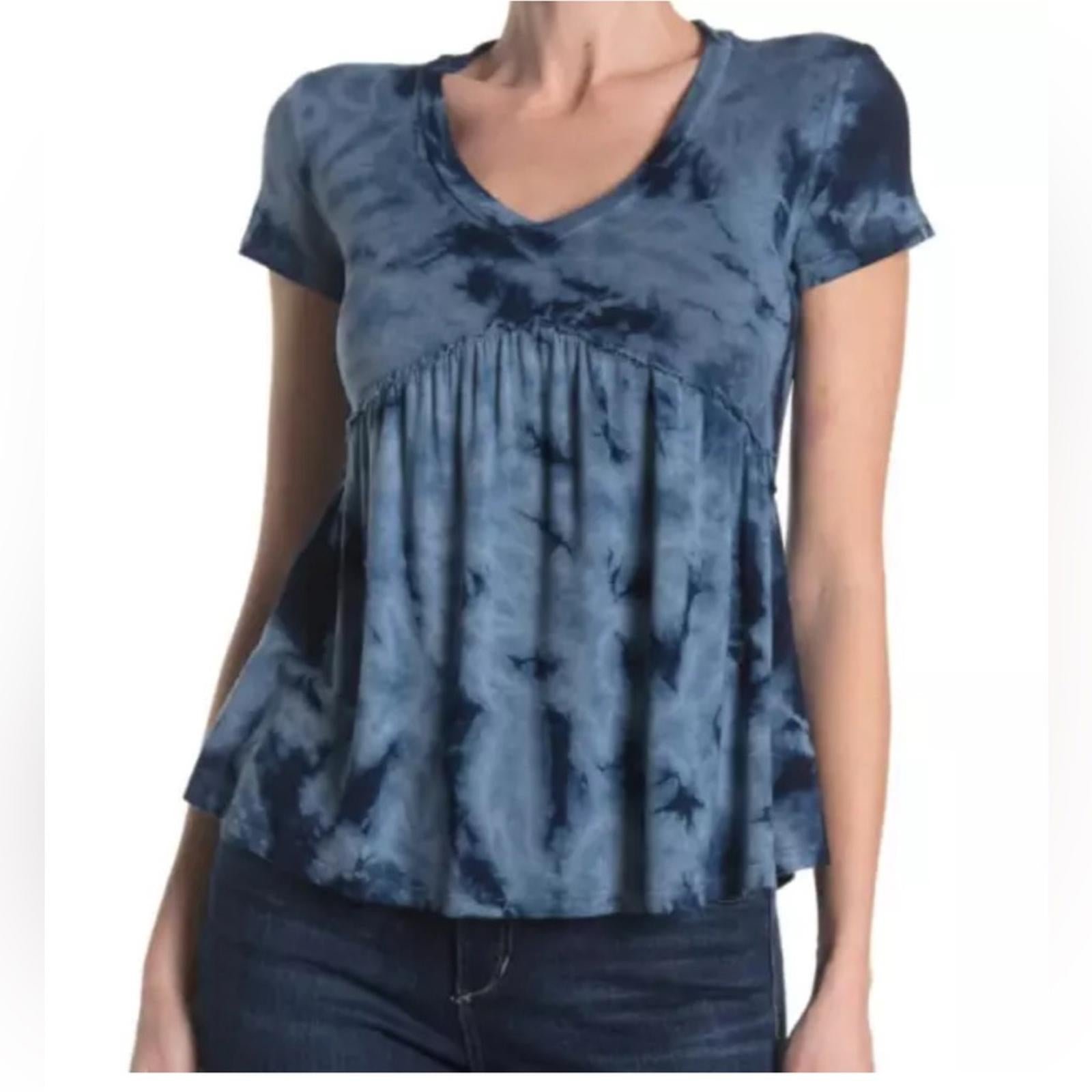 Baea Babydoll Tie-Dye Peplum V-Neck Top, Size XS New w/Tag $88