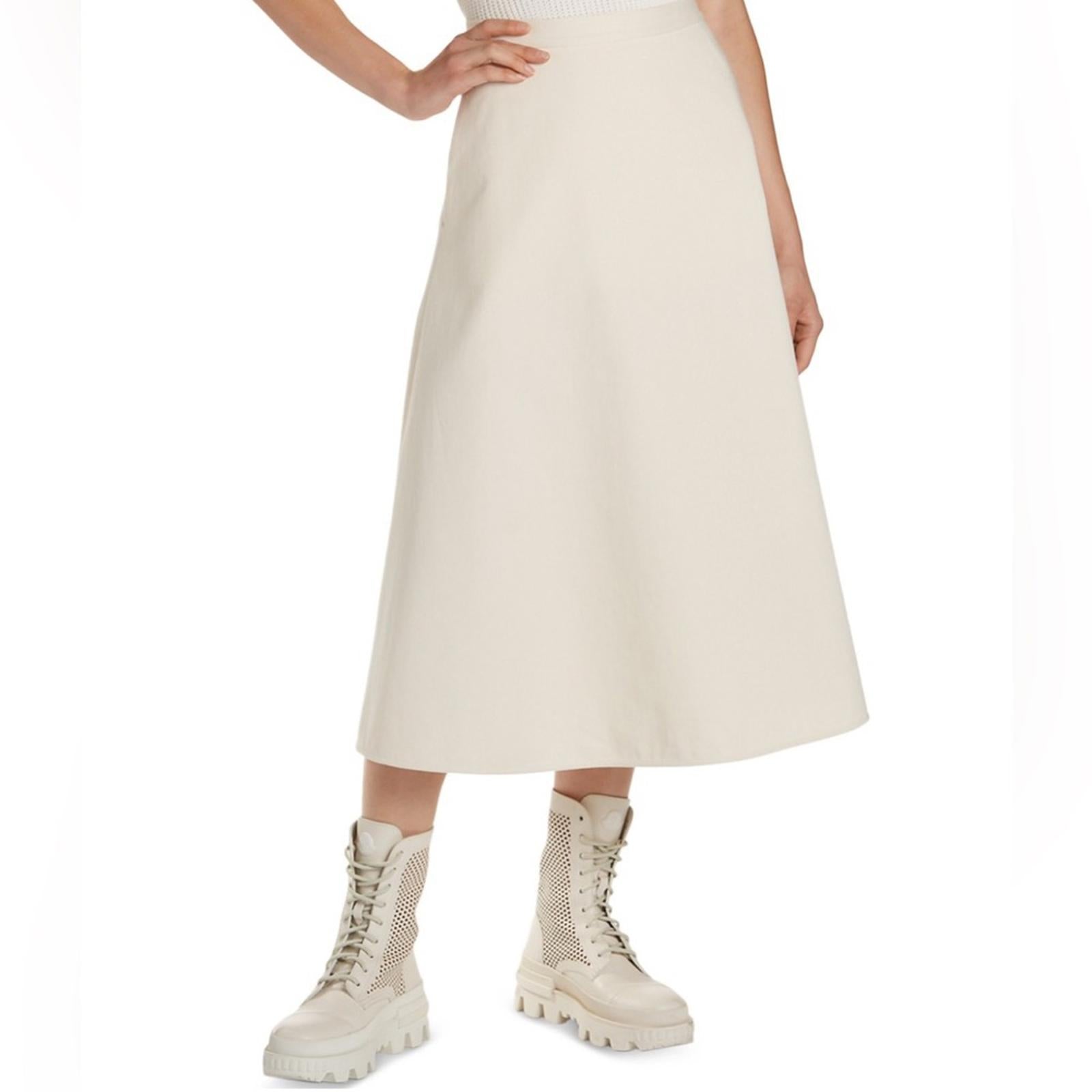 Moncler Cotton A-Line Midi Skirt with Pockets, Size 42 New w/Tag Retail $505