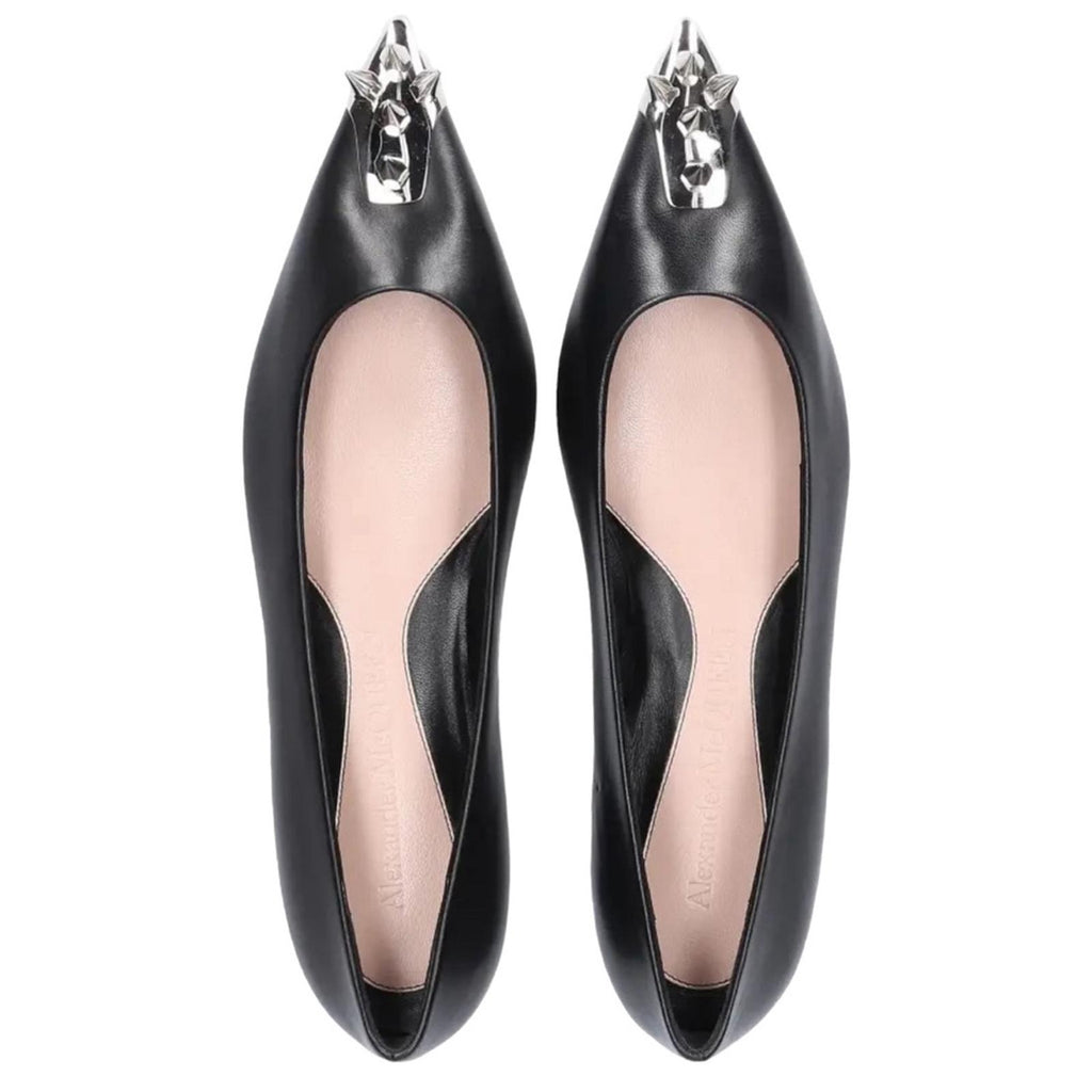 Alexander McQueen Leather Punk Stud Ballerina Flats Size 37 New in Box +Dust Bag