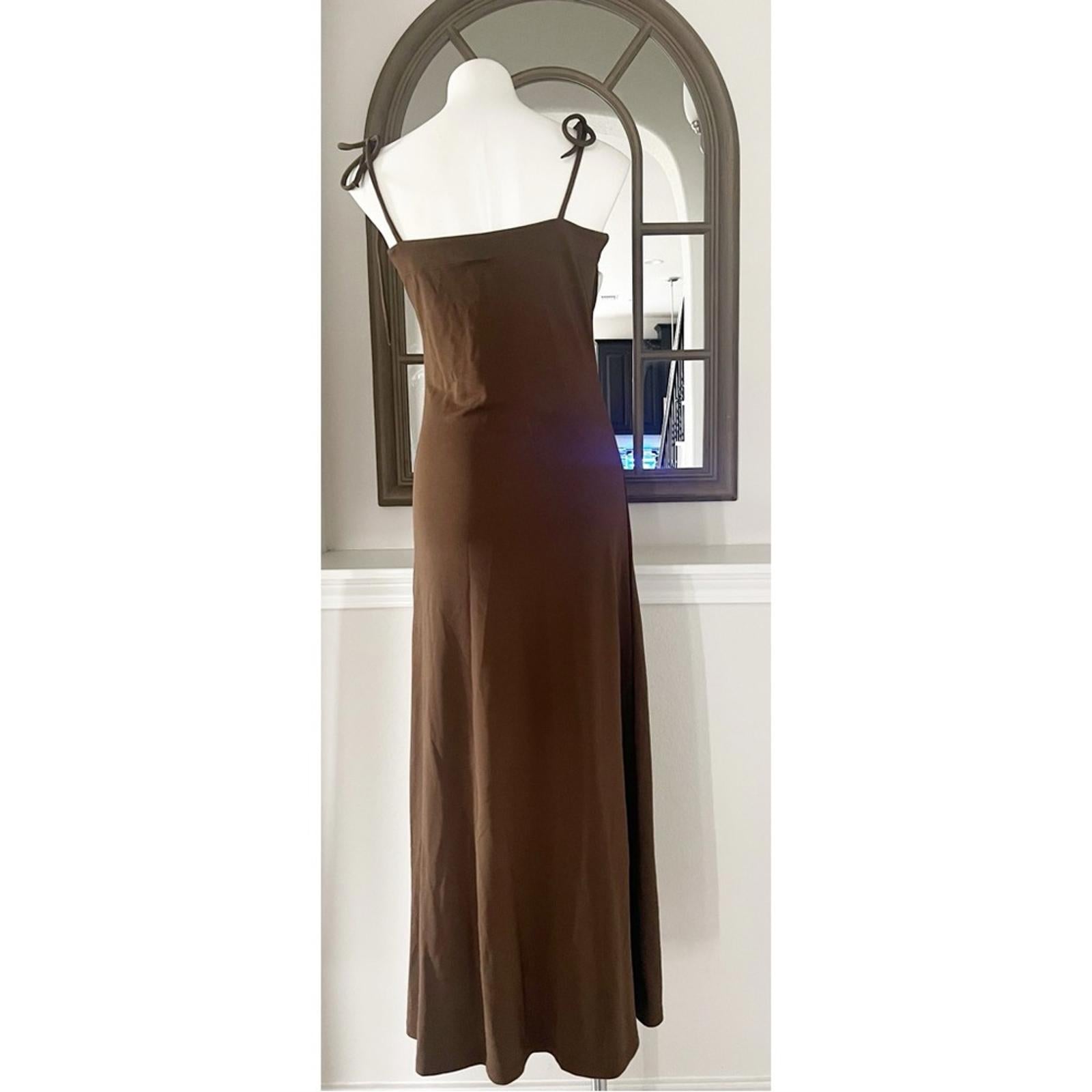 By Malene Birger Catania Tie Strap Midi Dress in Brown, Size L New w/Tag
