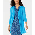 Kasper Open Front 3/4 Sleeve Cardigan in Ocean Blue, Size M New with Tag