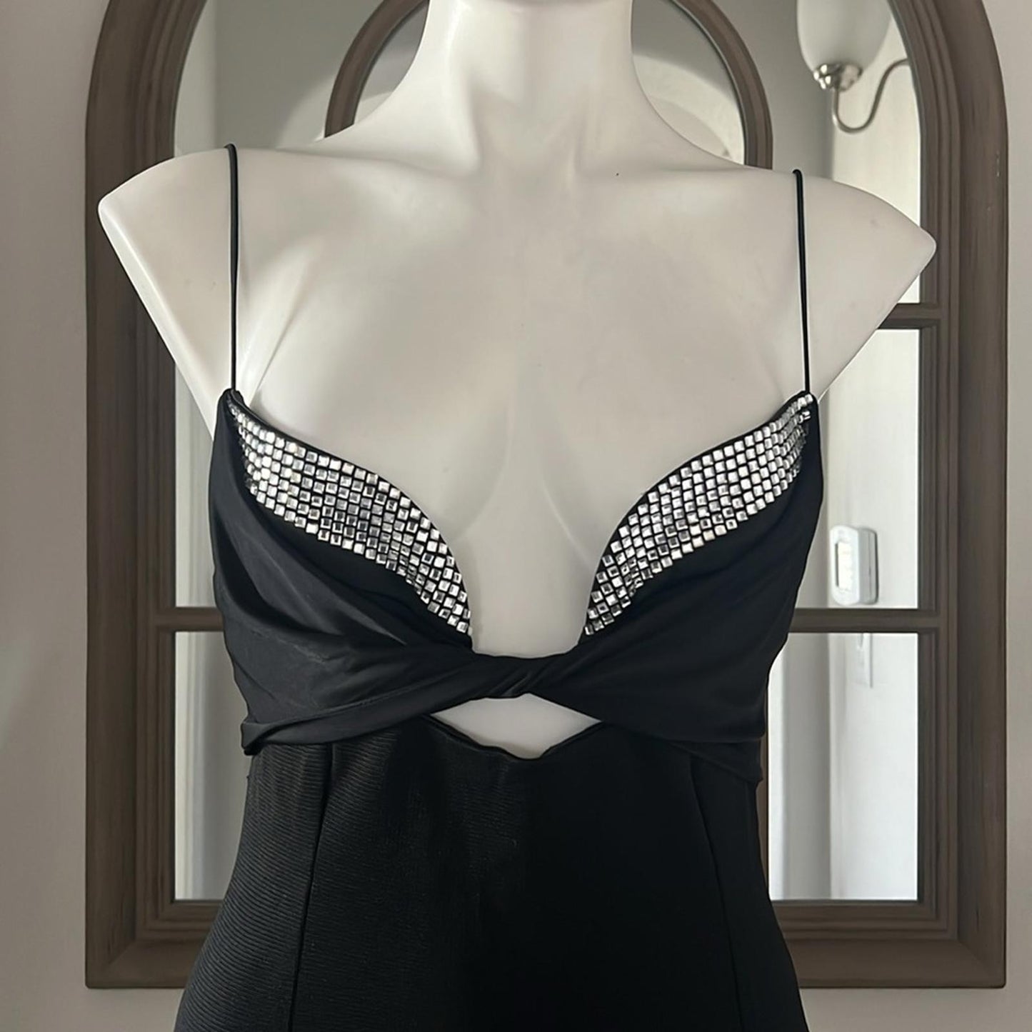 Galvan London Crystal Bustier Dress in Black, Size US2 FR34 UK6 NWT Retail $1895