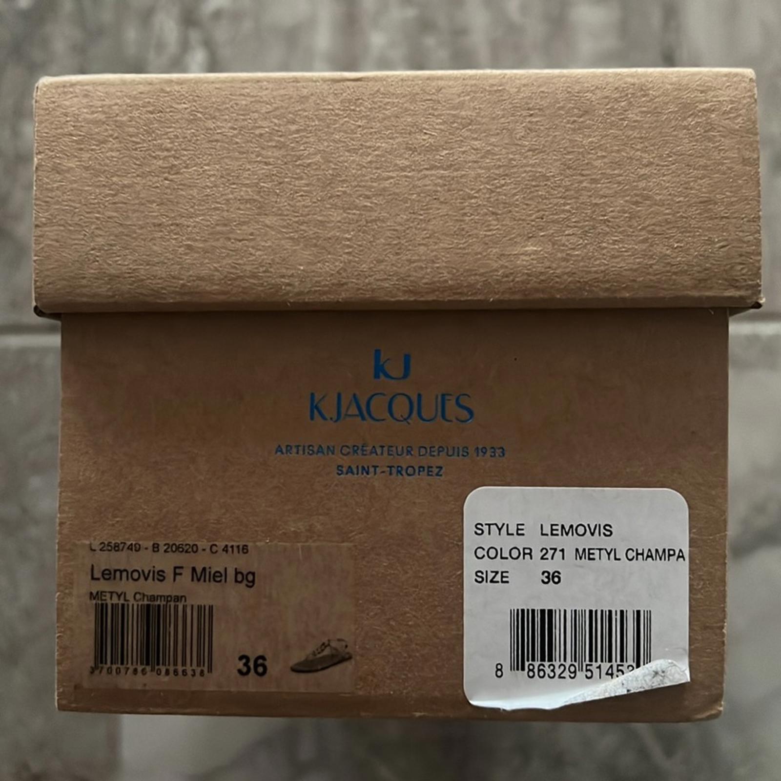 K.Jacques Lemovis Woven Strap Thong Sandals, Champagne Size 36 New + DustBag
