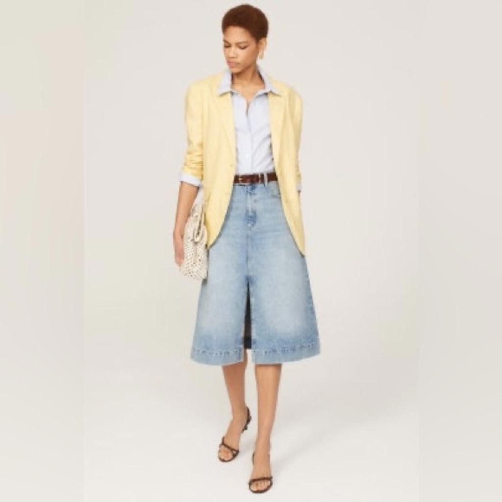 DL1961 Alma Slit Hem Midi A-Line Skirt, Blue Denim Size 27 New w/Tag Retail $229