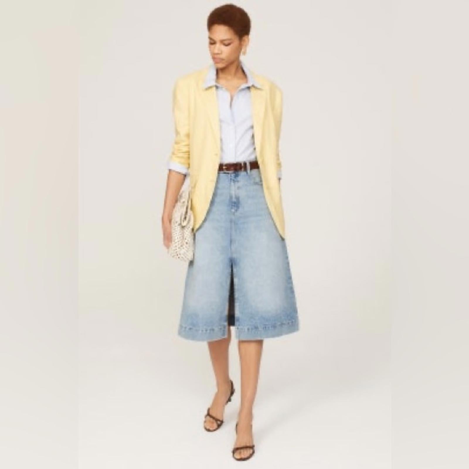 DL1961 Alma Slit Hem Midi A-Line Skirt, Blue Denim Size 27 New w/Tag Retail $229