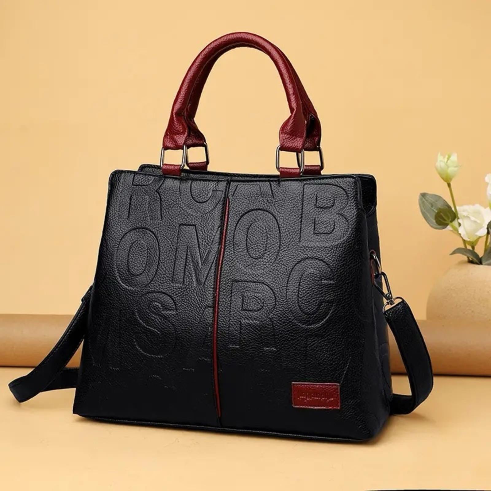 NEW JingPin Piju Faux Leather Bag, Crossbody|Shoulder Bag Black Red New w/o Tag