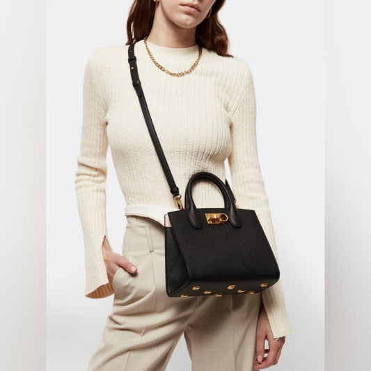 Salvatore Ferragamo Studio Box Bag in Black NEW with Tag, Retail $2,400