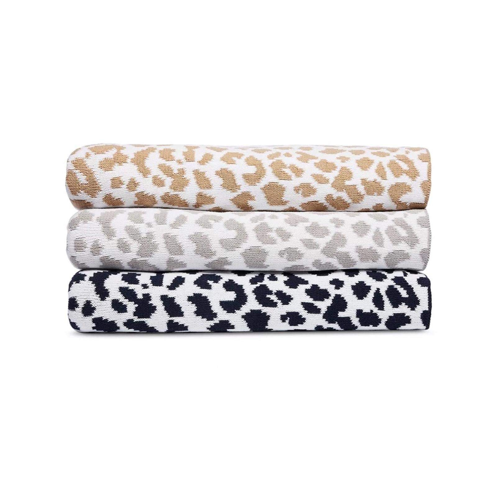 Hudson Park Leo Print Knit Throw, Size 50”x70” New w/Tag Retail $140